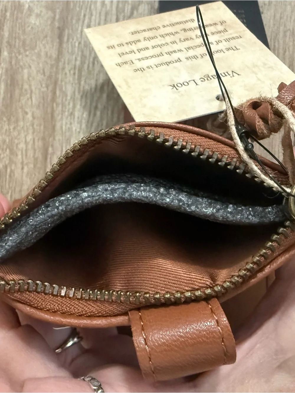 Genuine Leather Brown Trifold Wallet with Zippered Change Purse